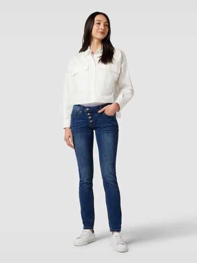 Buena Vista Regular fit jeans met labelprint en riem Blauw - 1