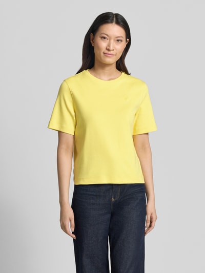 Oui T-shirt met label-stitching Geel - 4