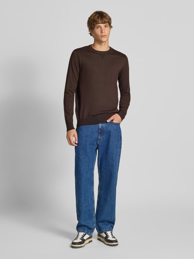 Blend Gebreide pullover met ronde hals, model 'Bruton' Middenbruin - 1