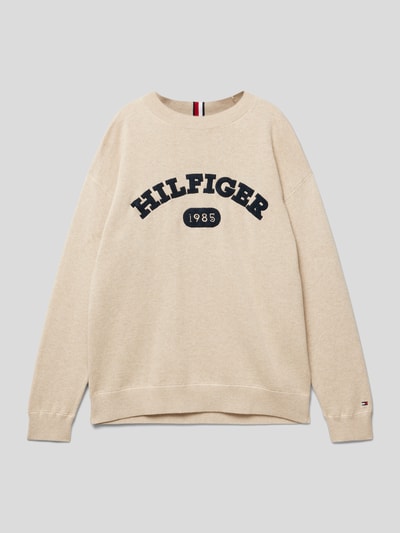 Tommy Hilfiger Teens Sweter z dzianiny z wyhaftowanym logo model ‘TERRY’ Piaskowy 1