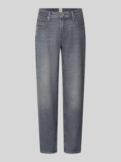 Produktfoto, Barrel Jeans aus Baumwoll-Mix Modell 'MILEY' von Brax in grauer Waschung mit sichtbarer Struktur, Damen Barrel Jeans von Brax
