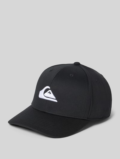 Produktfoto, schwarze Basecap mit Baumwoll-Anteil Modell 'DECADES' von Quiksilver, Label-Stickerei, Luftlöcher, Weitenregulierung, Material-Mix