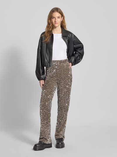 Pieces Weite Hose mit Paillettenbesatz Modell 'KAM' Anthrazit 1