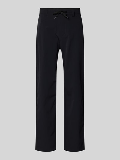 Productfoto, Straight Leg Chino mit Kordelzug Modell 'CHINO' van BOSS Oranje, effen kleuren, rechte pasvorm, labelpatch, labelstitching, knoop- en ritssluiting, boord met tunnelkoord, achterzakken, zijritszak.
