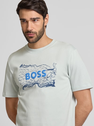 BOSS Orange T-shirt z nadrukiem z logo Limonkowy 3