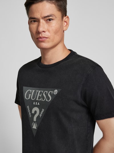 Guess T-shirt z nadrukiem z logo Czarny 3