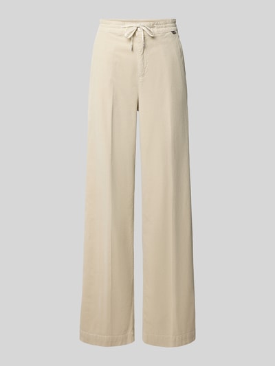Produktfoto, Cordhose mit Kordelzug und Eingrifftaschen van Marc Cain, beige katoenmix met stretch, wide leg fit, zij- en achterzakken