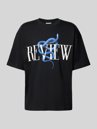 REVIEW T-shirt z nadrukiem z logo i okrągłym dekoltem Czarny 2