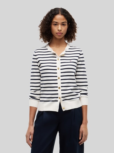 Tommy Hilfiger Regular Fit Strickjacke aus Baumwoll-Mix mit goldenen Knöpfen Ecru 4