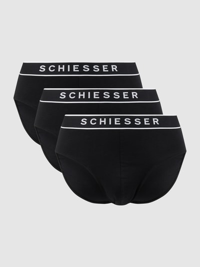 Schiesser Slip mit Logo-Bund im 3er-Pack Black 1