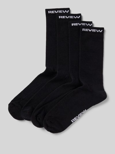 REVIEW Socken mit Label-Print im 4er-Pack Black 1