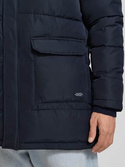 Blend Gewatteerde lange jas met klepzakken, model 'ONLGABI' Donkerblauw - 3