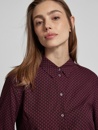 Marc O'Polo Regular fit overhemdblouse van soepele viscose met all-over print Bordeaux - 3