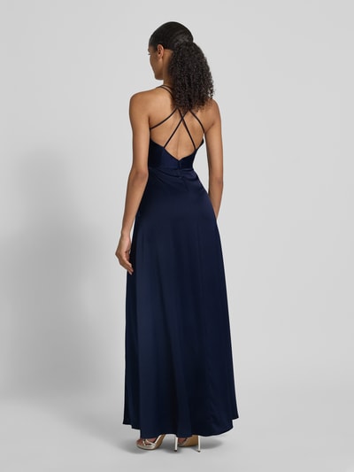 V.M. Abendkleid mit V-Ausschnitt und gekreuzten Trägern Marine 5