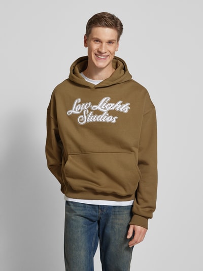 Low Lights Studios Oversized Hoodie mit Label-Stitching Dunkelgruen 4