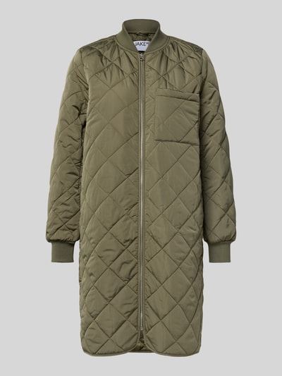 Jake*s Casual Regular fit gewatteerde lange jas met opstaande kraag Kaki - 2