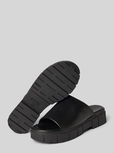 Tamaris Slides aus Leder mit Plateausohle Black 4