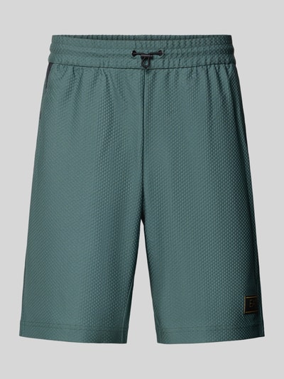 Produktfoto, Regular Fit Shorts mit Strukturmuster von EA7 Emporio Armani, zielony, materiał elastyczny, krój regular fit, szerokość w rozmiarze M 41 cm, długość nogawki 26 cm, elastyczny pas z troczkiem