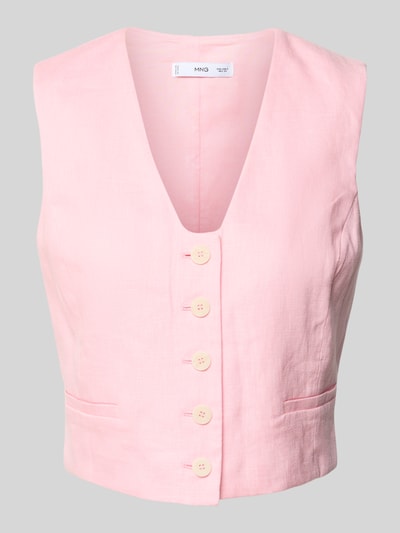 Mango Weste aus Leinen mit Knopfleiste Modell 'BORELI' Hellrosa 2