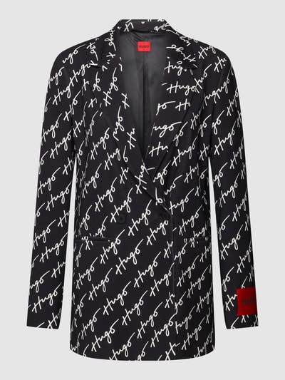 HUGO Blazer met all-over labelprint, model 'Anibi' Zwart - 2