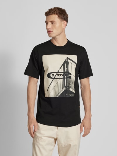 G-Star Raw T-Shirt mit Motiv- und Label-Print Modell 'oldskool' Black 4