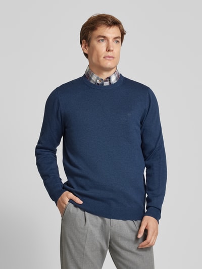 Christian Berg Men Strickpullover mit Woll-Anteil und Rundhalsausschnitt Metallic Blue Melange 4