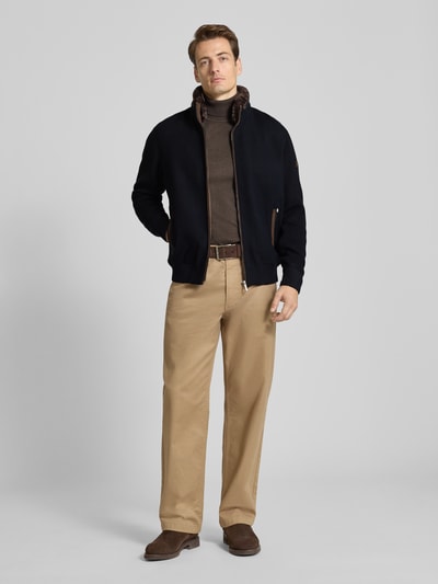 bugatti Cardigan met bontkraag en ritssluiting Marineblauw - 1