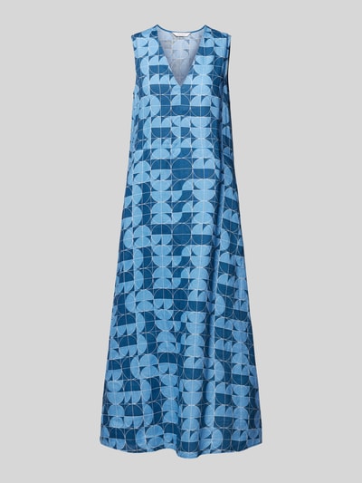 MaxMara Leisure Leinenkleid mit grafischem Allover-Muster Modell 'URLO' Bleu 2