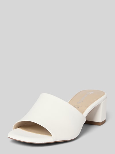 Tamaris Lederslides mit Blockabsatz Weiss 1