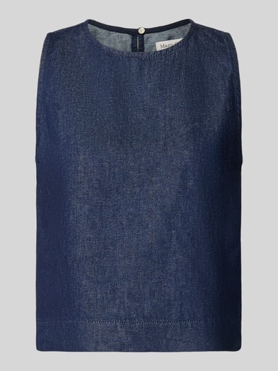 Marc O'Polo Regular fit blouse met korte mouwen van mix van katoen en linnen Donkerblauw gemêleerd - 1