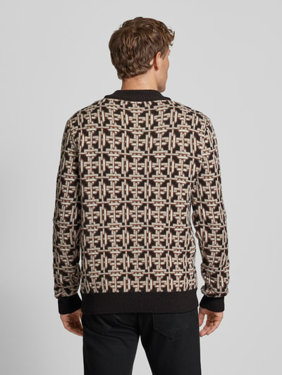 Drykorn Gebreide pullover met opstaande kraag, model 'Zayn' Donkerbruin - 5