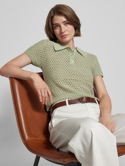 Mango Strickshirt mit Lochmuster Modell 'RITA' Khaki 3