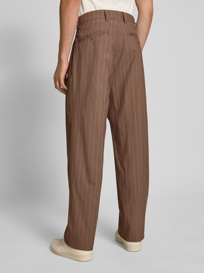 BLKVIS Spodnie z zakładkami w pasie, prostą nogawką i szlufkami na pasek Średniobrązowy 5