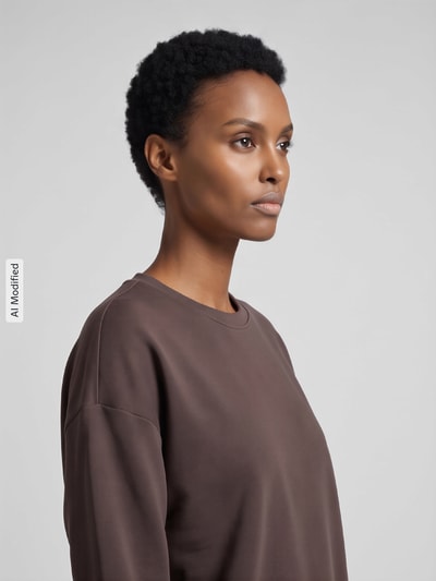 Jake*s Casual Sweatshirt mit überschnittenen Ärmeln Dunkelbraun 3