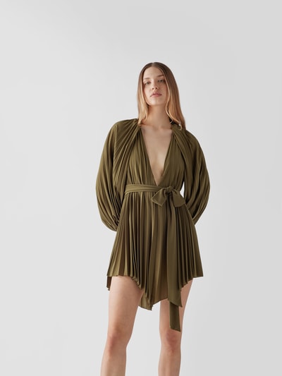 Alexandre Vauthier Minikleid mit Plisseefalten Khaki 4