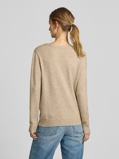 Vila Sweter z dzianiny z okrągłym dekoltem model ‘Viril’ Złamany biały 5