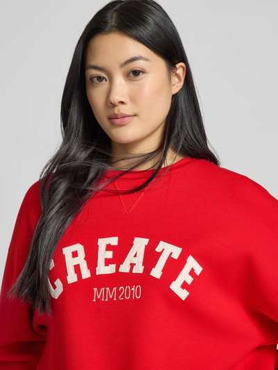 MOS MOSH Oversized Sweatshirt mit Label-Stitching Modell 'CELLI' Rot 3