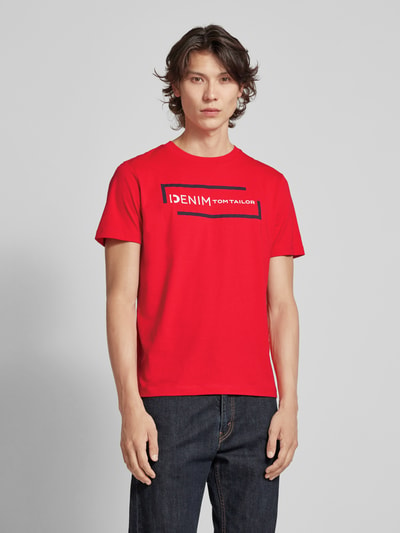 Tom Tailor Denim T-shirt z okrągłym dekoltem Czerwony 4