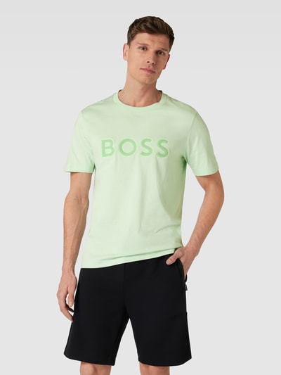 BOSS Green T-shirt met labelprint Lichtgroen - 4