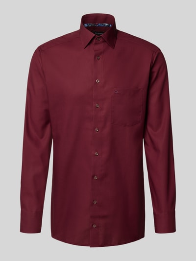 OLYMP Regular fit zakelijk overhemd van puur katoen Bordeaux - 2