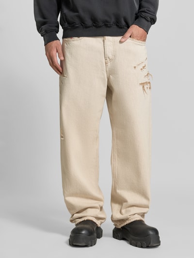 Diesel High Waist Baggy Jeans mit Destroyed-Details Offwhite 4