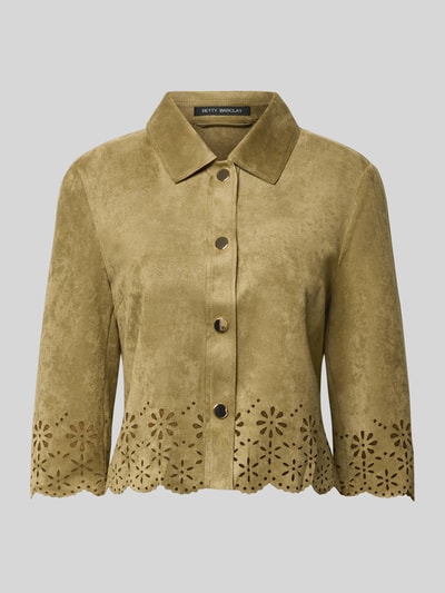Produktfoto, Relaxed Fit Kunstlederjacke mit etskanteffect van Betty Barclay, zandkleur, bloemmotief, dames leer