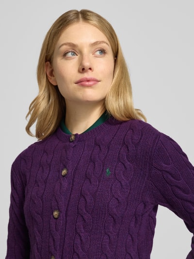 Polo Ralph Lauren Kardigan z mieszanki wełny i kaszmiru z wyhaftowanym logo Jasnośliwkowy 3