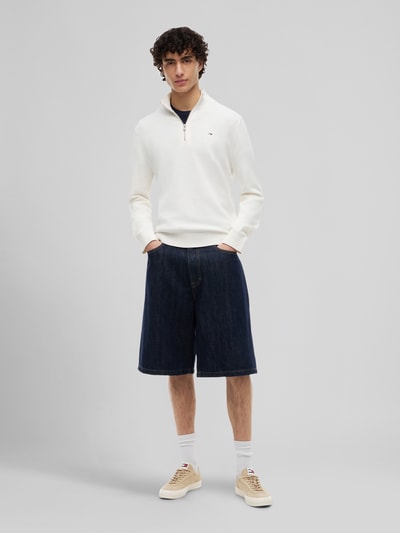 Tommy Jeans Slim Fit Troyer aus reiner Baumwolle Offwhite 1