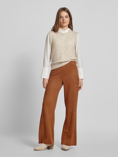 Christian Berg Woman Baggy fit stoffen broek in leerlook Middenbruin - 1