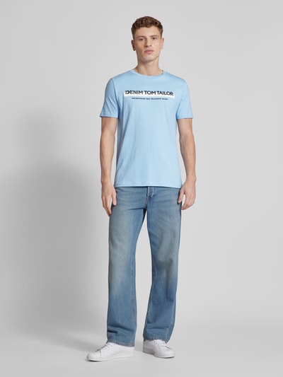 Tom Tailor Denim T-shirt met labelprint Lichtblauw - 1