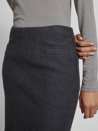 Marc Cain Knielange rok met steekzakken en labeldetail Antraciet - 3