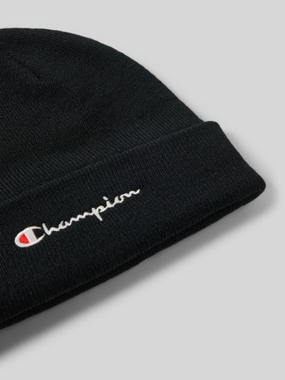 CHAMPION Czapka beanie z szerokim brzegiem i wyhaftowanym logo Czarny 2