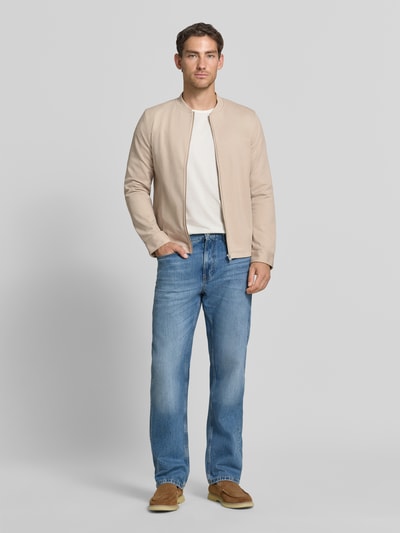 Lindbergh Slim fit sweatjack met opstaande kraag Zand - 1