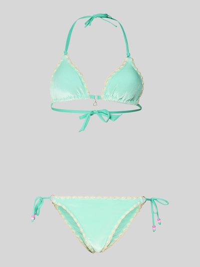 Produktfoto, Bikini mit Ziersteinen Modell 'Neosun' von Banana Moon, elastyczna mieszanka materiałów, ozdobne kamienie, haft, charm, mięta
